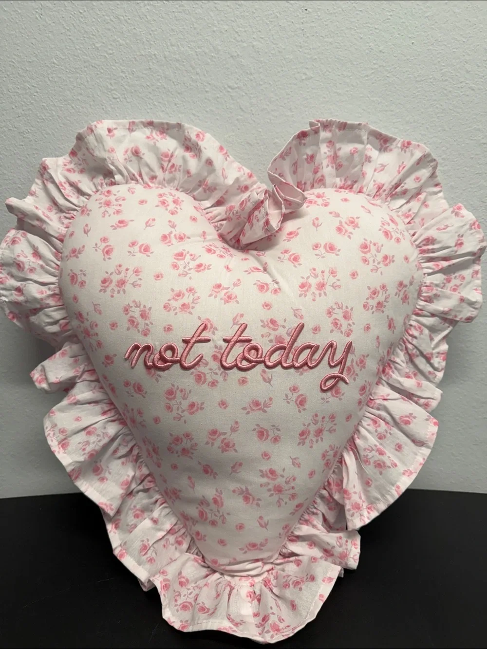 Style House | “Not Today”Embroidered Pillow Floral Heart Home Decor